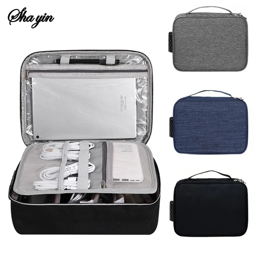 Oxford Travel Storage Bag with Password Lock | 3-Layer Organizer