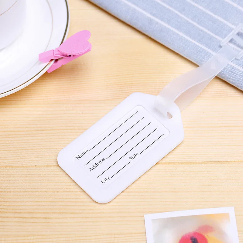Colorful Plastic Luggage Tags with Straps | Travel ID Tags Luggage Tag Oasis Select White