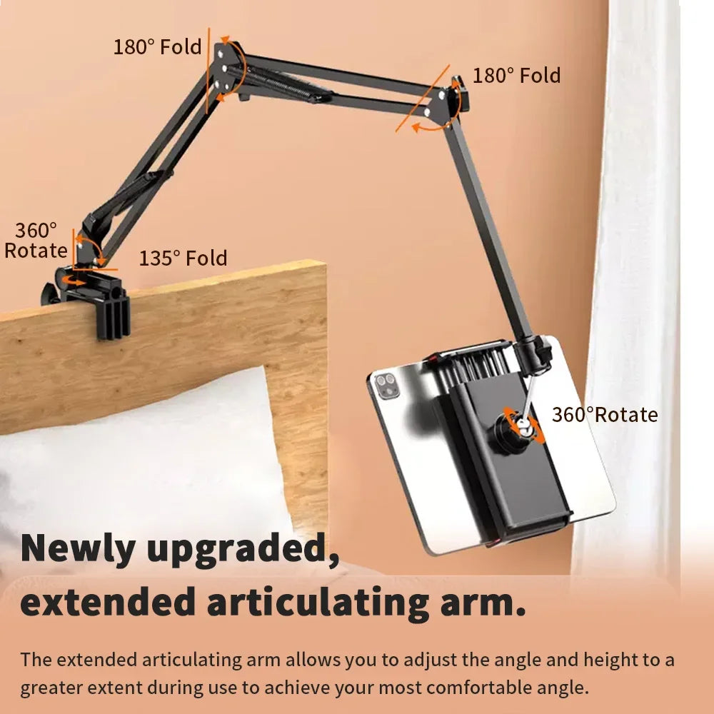 Tablet Holder for Bed with 90cm Metal Arm 360° Rotating Bed Tablet Mount Stand For iPad Stand 4.5~11 Inch Phone Tablet Bracket Oasis Select