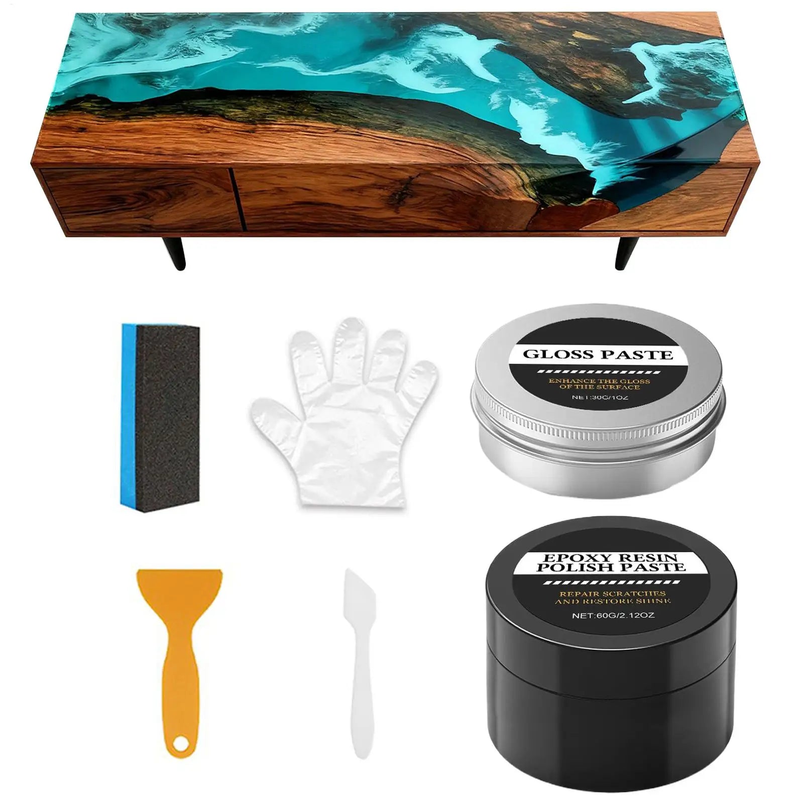 Epoxy Polishing Kit Luster Restoration Cream Epoxy Scratch Polishing Compound for Homeowners Beginners Art Projects Table Oasis Select