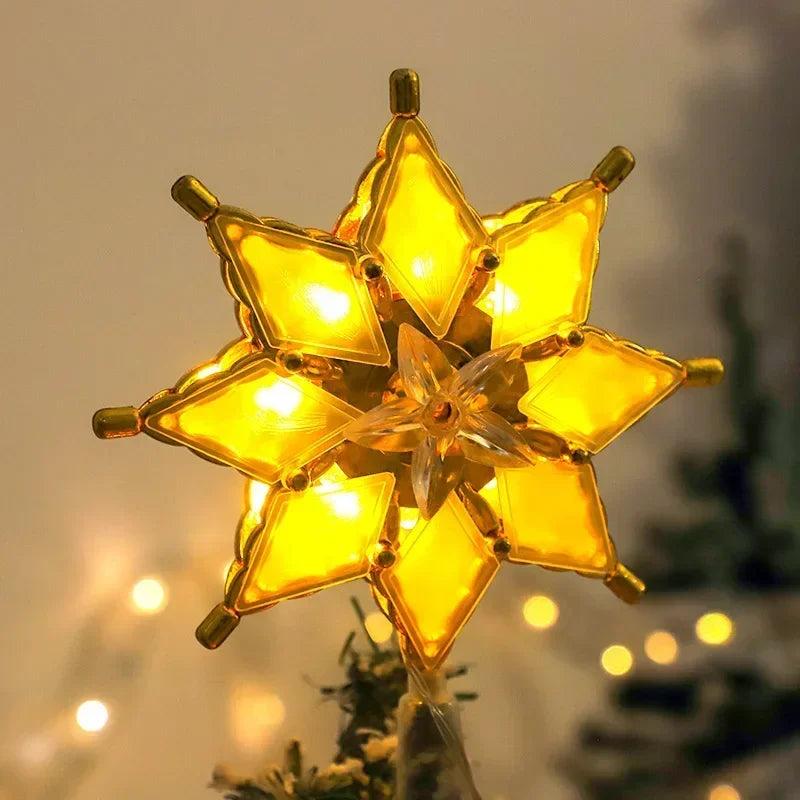 LED Christmas Decorative Lamp Star Lantern Christmas Tree Topper Gold Star Tree Topper Christmas Tree Overhead Light Oasis Select Warm light
