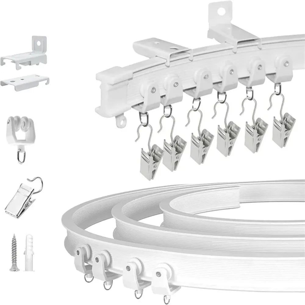 Durable 2/3 Meters Curtain Track Flexible Bendable U-shaped Curtain Slide Curtain Rail Ceiling Wall Mount Oasis Select