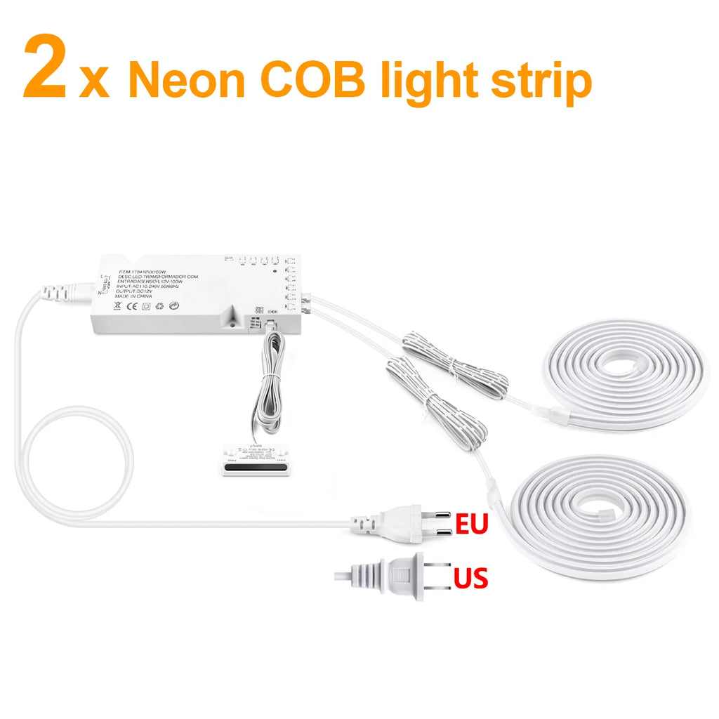 24V COB Neon Tape No Flicker Soft light,with Door Induction Swtich,Closet Door Light Auto Turn On,For Cabinet Night Lighting Oasis Select 2PCS LED Strip WHITE US Plug|3m