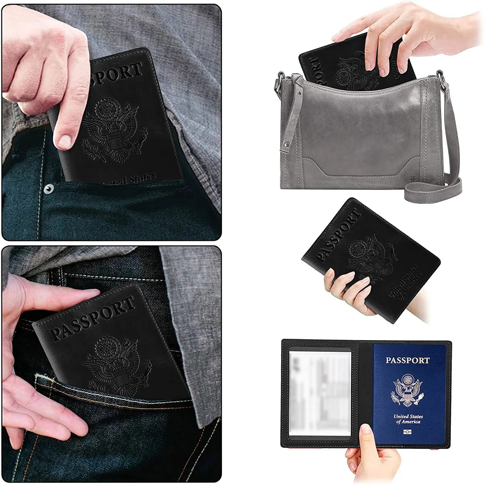 Leather Passport Cover & Card Holder Wallet – Unisex Travel Passport Card Holder Oasis Select