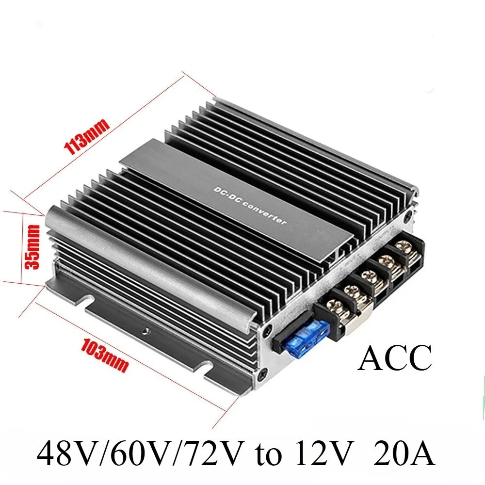 48V/60V/72V to 12V 40A 30A 20A Power Converter DC Automatic Buck Regulator Step-Down Voltage Power Supply Module For Car Oasis Select 20A ACC 40V-90V 12V