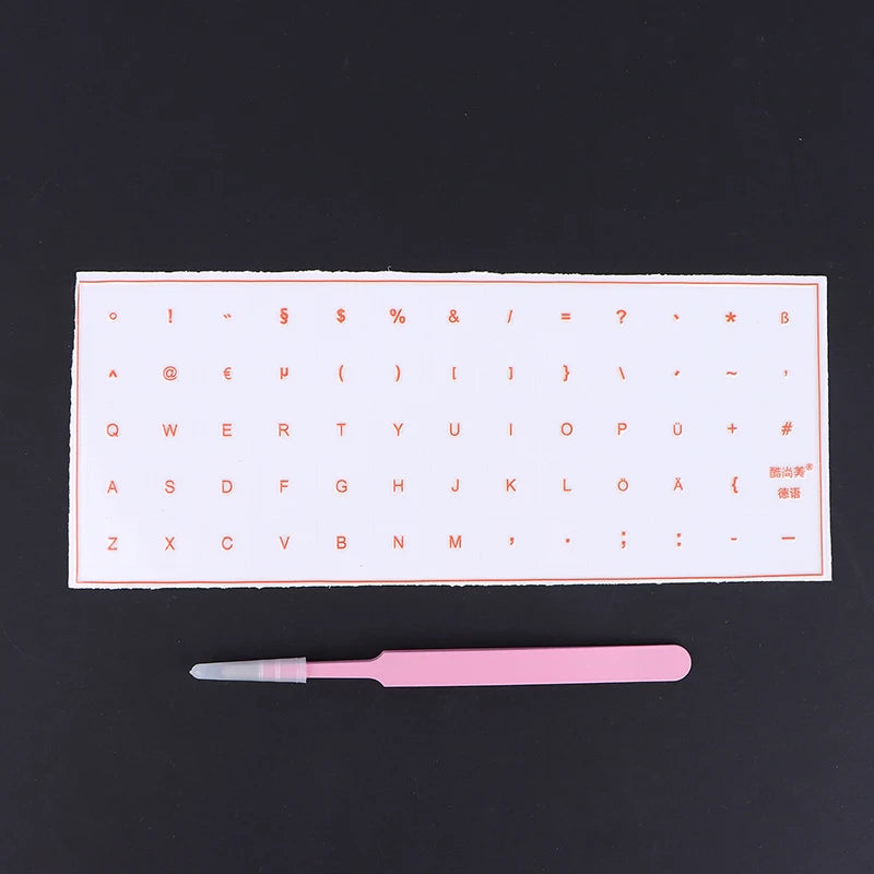 German Tear-Off Film Keyboard Sticker With Tweezers Desktop Laptop Key Sticker Single Film Universal Transparent Sticker Oasis Select Orange