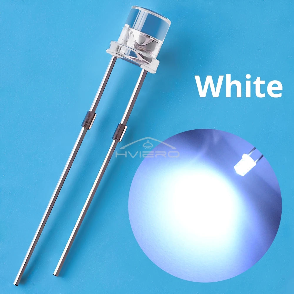 3mm Flat Top LED Diodes 100/200Pcs | Ultra Bright Wide Angle