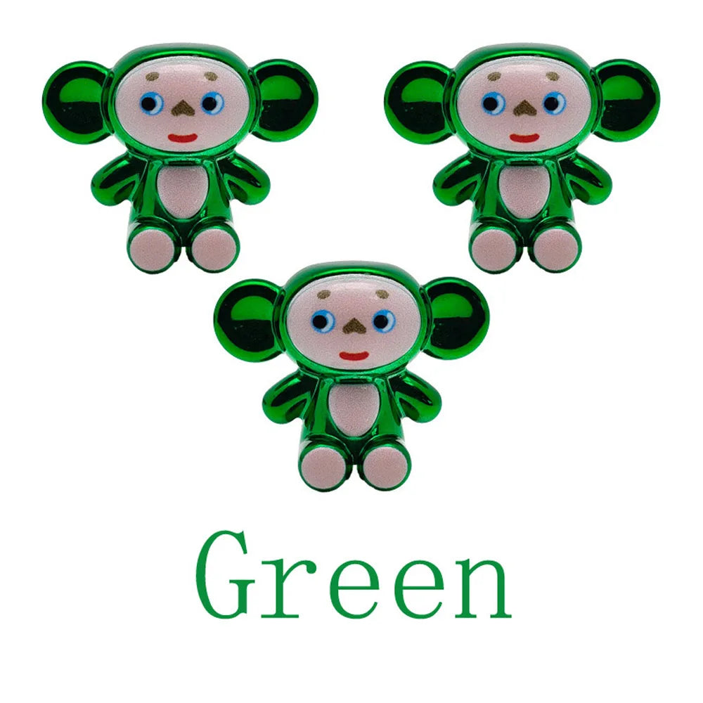Tire Valve Stem Cap Cute Cartoon Monkey Tire Valve Stem Cover for Bikes Corrosion-Resistant Tire Cap Cover for Cars Motorcycle Oasis Select Green-4Pcs