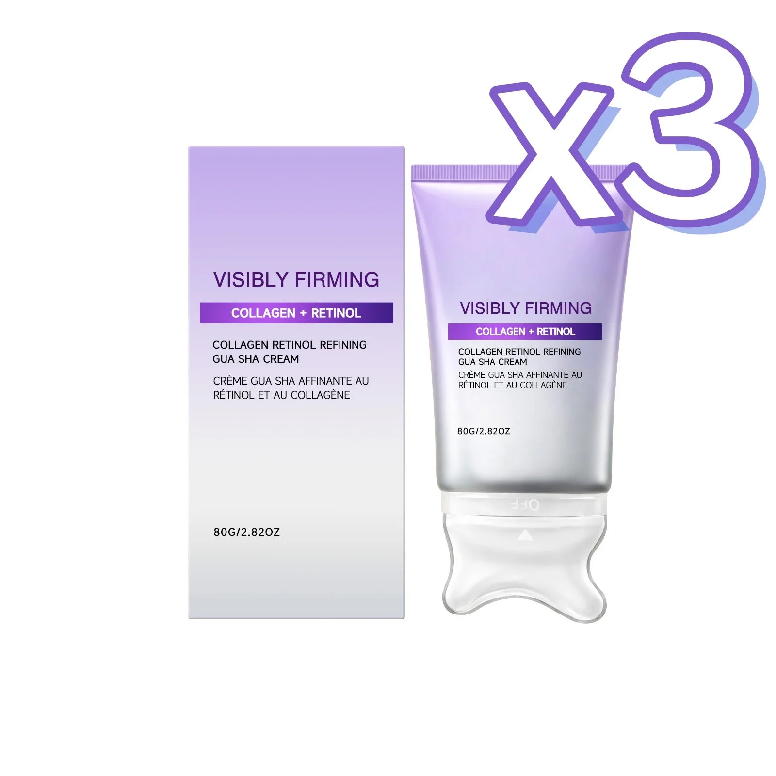 Instant Lifting Face Cream Sculpting Contour Gua Sha Cream Retinol Collagen Lift Sagging Skin Face Cheek Neck Scraping Therapy Oasis Select 80g boxed x3