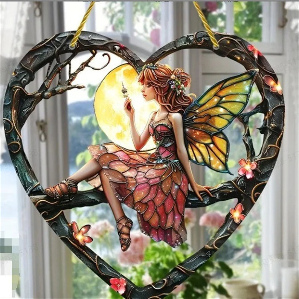 Fairy Angel Heart Suncatcher | Acrylic Window Hanging Ornament