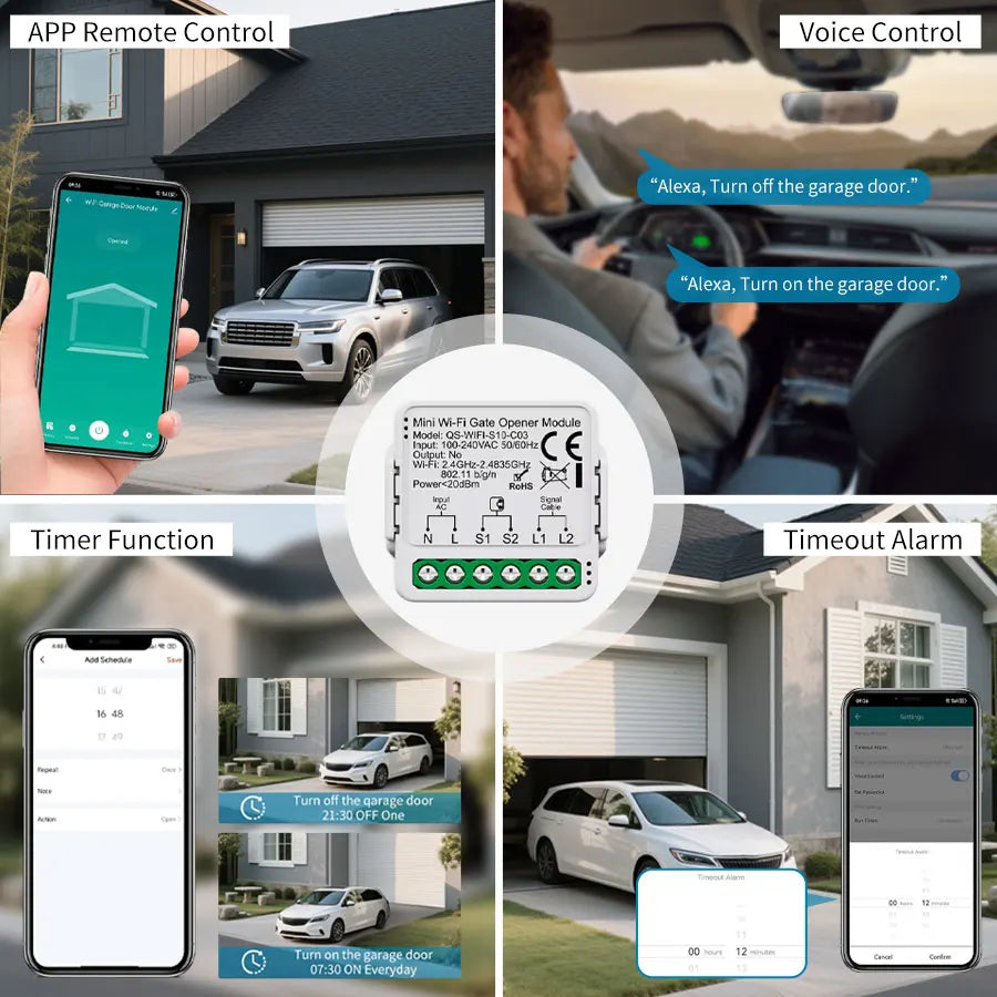 Tuya Smart WiFi & Zigbee Garage Door Opener Switch Module Smart Switch Module Oasis Select