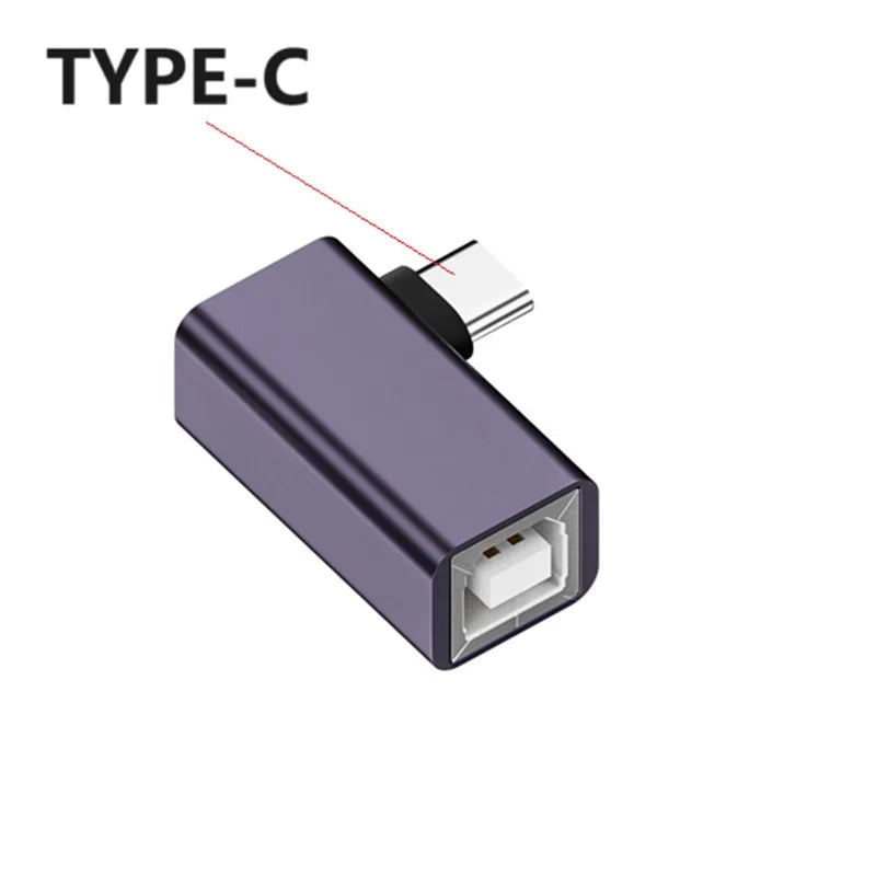 USB-A/Mini/Micro/Type-C to USB-B Female Adapter Connectors Mini Micro USB Type-c to Printer Female Scanner Adapter connector Oasis Select Type-C 90 Degree