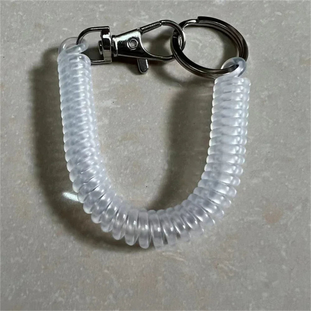 1/2/4pcs Spiral Telescopic Spring Coil Keychain Anti-Theft And Anti Loss Pull Rope Safety Keyring, With Metal Lobster Buckle Oasis Select B