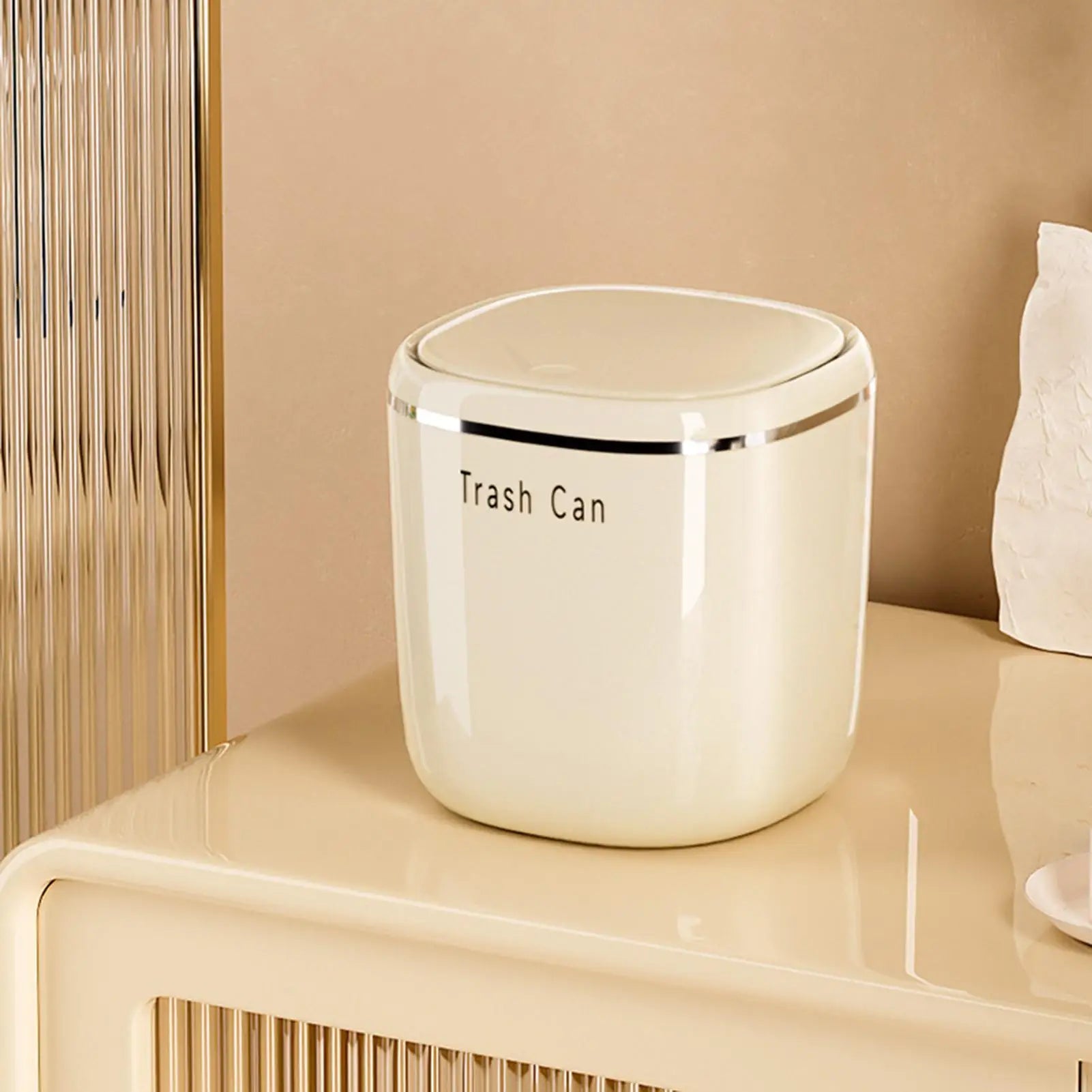 Mini Desk Trash Can with Lid – Compact 2.6L Press-Top Bin