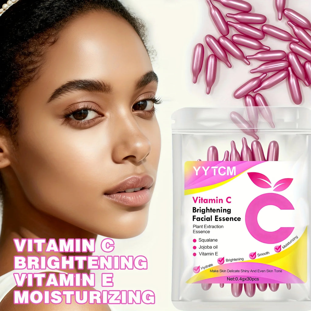 Vitamin C Brightening Capsule Essence – Squalane & Jojoba 30ct Face Serum Capsules Oasis Select