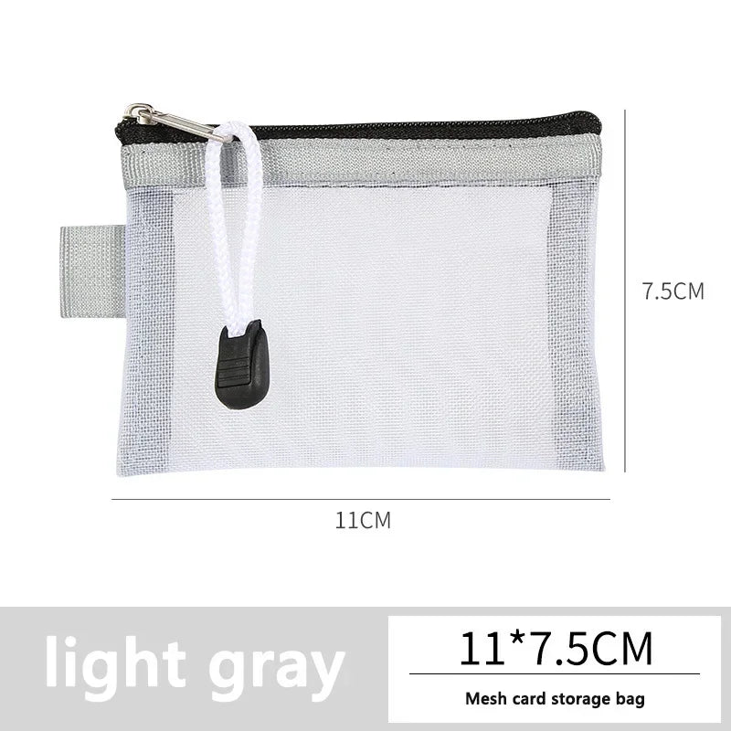 1/2pcs Storage Bags Mesh Cosmetic Bag Wallet Nylon Small Coin Purse Mini Zipper Pouch Mesh Storage Bags ID Credit Card Holder Oasis Select Light gray