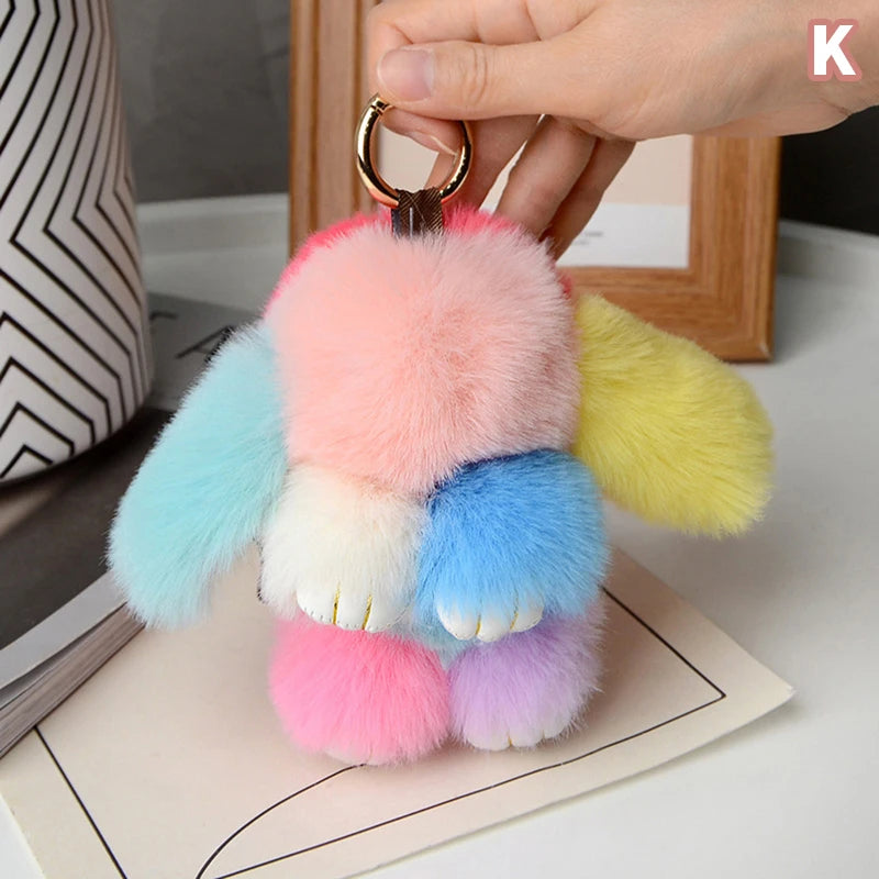 15cm Gifts Rabbit Fur Keychain Women Bag Car Key chain Pendant Decoration Jewelry Bags Hangings Accessories Oasis Select MR-10