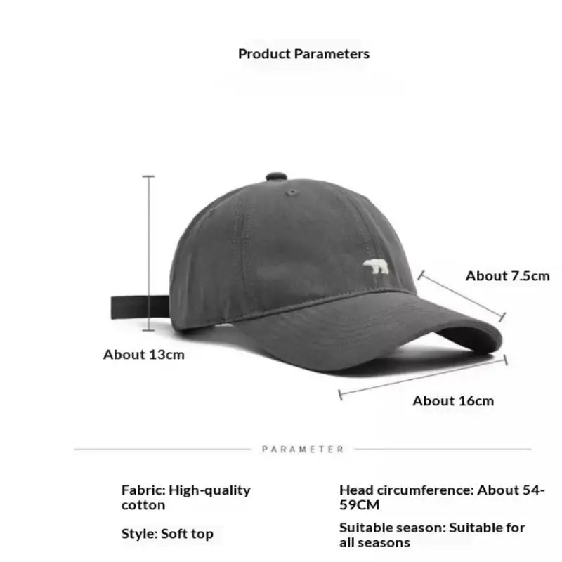 Unisex Baseball Cap With Bear Design Soft Khaki Fabric Baseball Cap Stylish Oasis Select