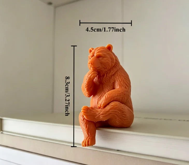 Thinking Bear Edge Sitter Figurine 3D Printed Shelf Table sitting posture Border Decor Bear Mini Home Office Desk Ornament gifts Oasis Select Thinking Bear 6