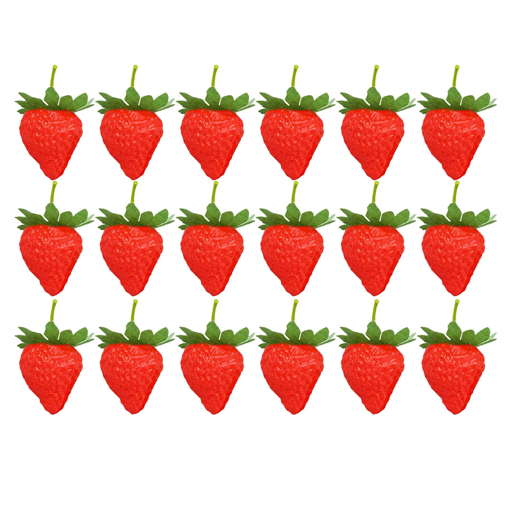 6/12/18PCS Realistic Artificial Strawberries Matte Fake Fruit Kitchen Decor Photography Props Table Centerpiece DIY Craft Oasis Select 18pcs 3.5cm