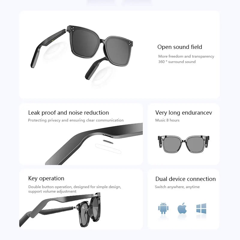 MINGCC Bluetooth Smart Glasses – Anti Blue Light Wireless Headset