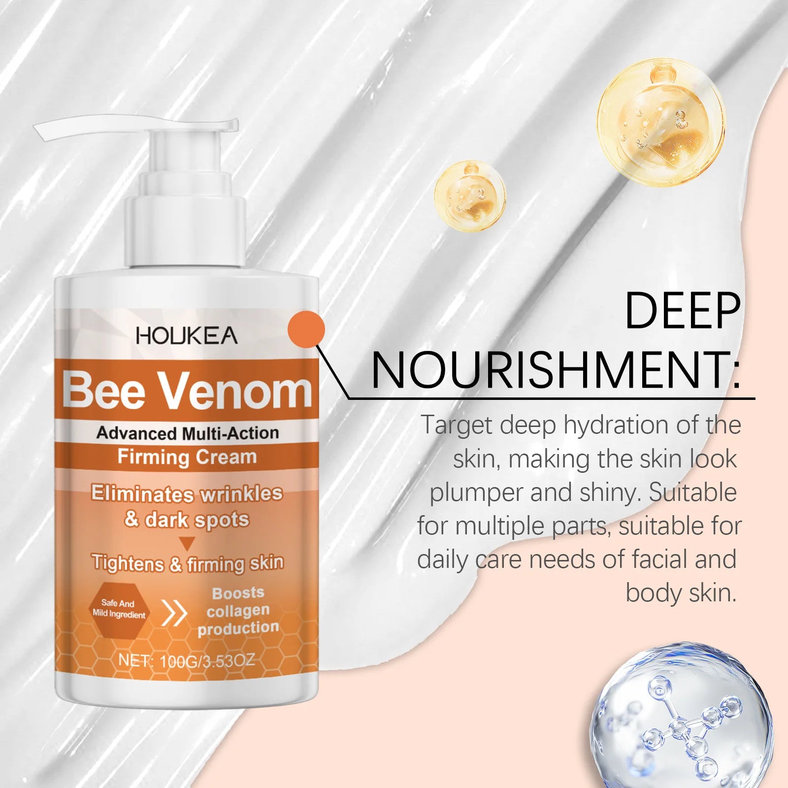 HOUKEA Bee Venom Firming Body Cream – Skin Tightening 100g Firming Body Cream Oasis Select