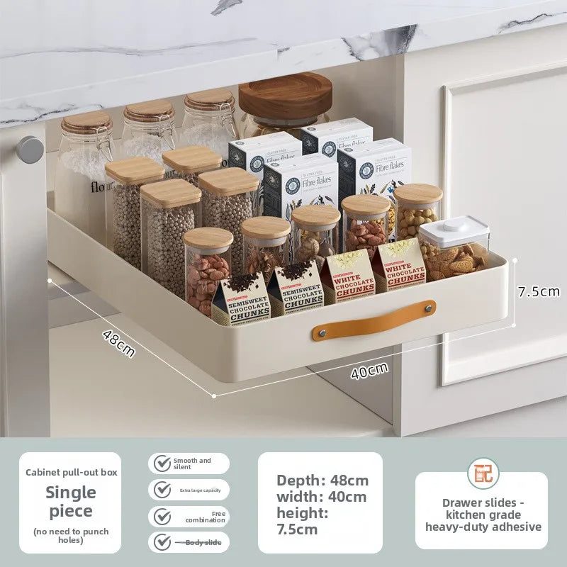 Multi-functional Stainless steel pull-out dish rack, drawer basket in kitchen cabinet Oasis Select White48-40-7