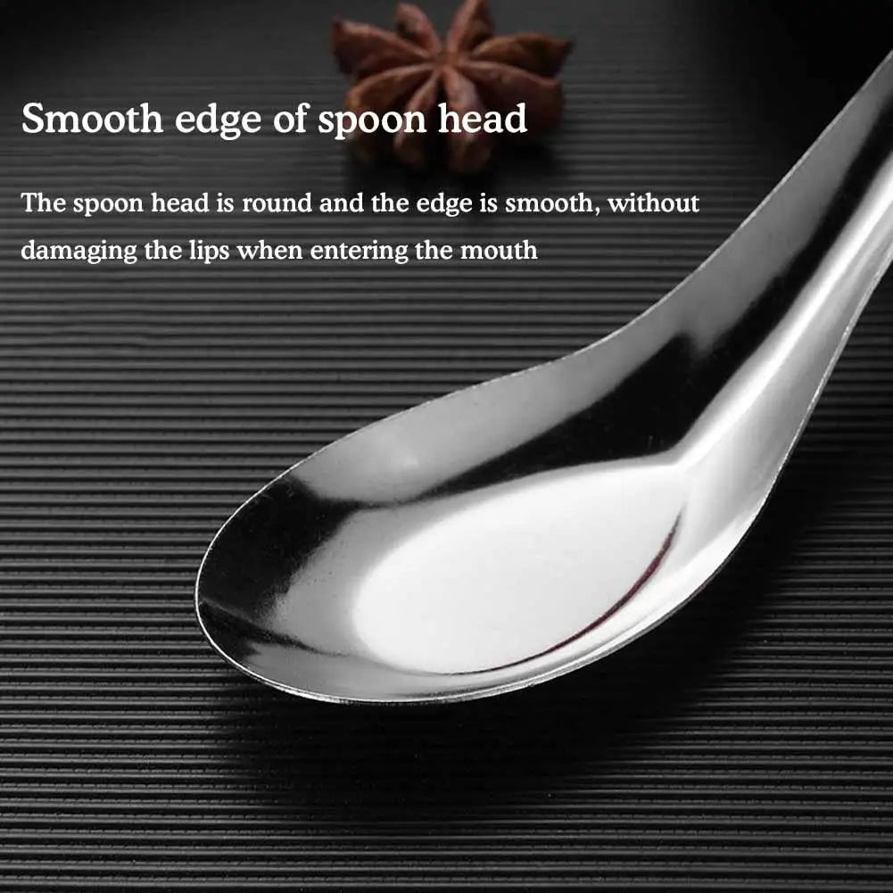 12pcs Steel Spoon Tableware Soup Rice Tableware Chinese Deepened Spoon Flat Mirror Large Polished Capacity Spoon Oasis Select
