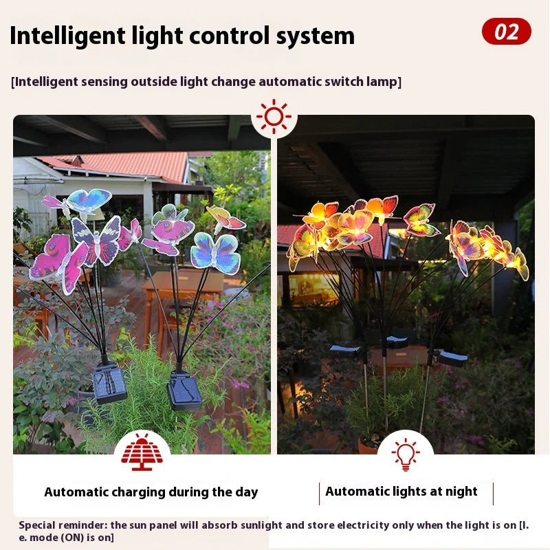 LED Waterproof Solar Simulated Butterfly Lawn Light, Courtyard Garden Ground Insert Path Decorative Light Solar Light Outdoor Oasis Select