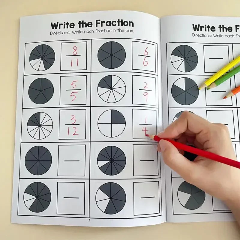 Basic Fraction Learn and Practice Training Workbook Fraction Fact Teacher Teaching Aids Primary School Math Cognitive Test Book Oasis Select