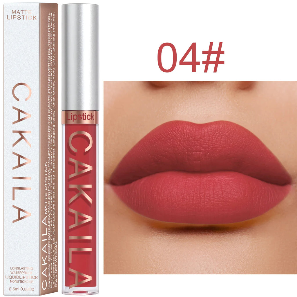 1 Pcs Waterproof Lip Gloss Lipstick Set - Nude, Dark Brown & Matte Red Shades, Long-Lasting 24-Hour Wear, Suitable for All Skin Oasis Select 04
