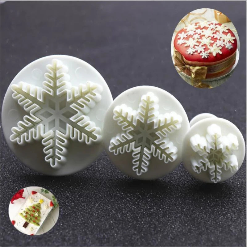 3-Piece Snowflake Plunger Cutter Set – Fondant & Cookie Mold Fondant Plunger Cutter Oasis Select