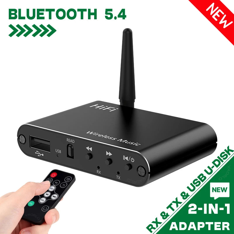 Bluetooth 5.4 Audio Receiver Transmitter 3.5MM AUX RCA USB U-Disk DSP Decoding EQ HIFI Stereo Surround Music Wireless Adapter Oasis Select Black Compatible Bluetooth v5.4