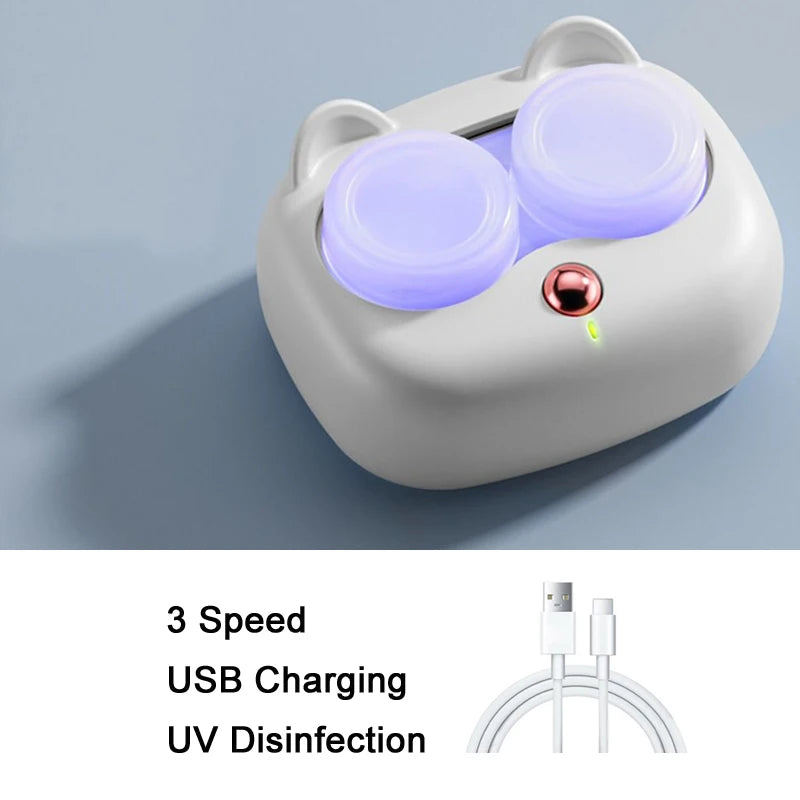 Portable Contact Lens Cleaner High Frequency Vibration Contact Lens Cleaning Case Beauty Pupil Storage Cleaning Container Tools Oasis Select 124-White USB