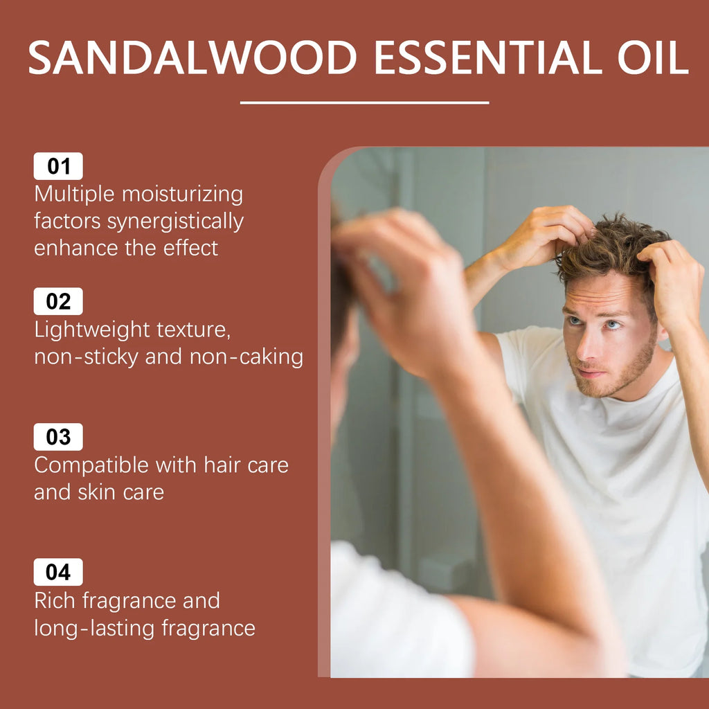 Sandalwood Massage Essential Oil Moisturizing Soothing Nourishing Repair Damaged Hair Smooth Woody Fragrance Body Essential Oil Oasis Select