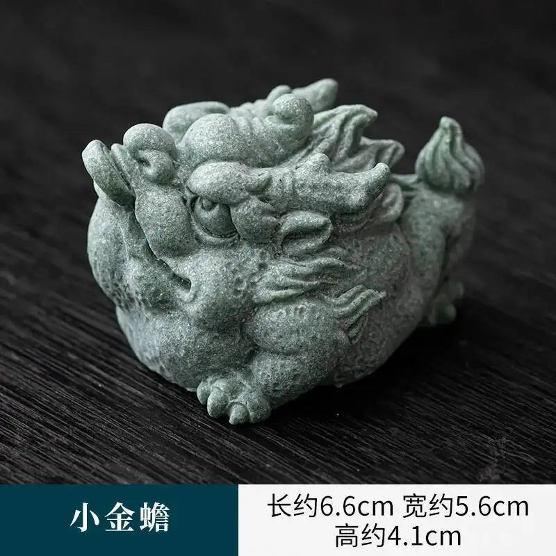 National Trend Green Sandstone Small Ornament Home Desktop Decoration Tea Table Tea Tray Decoration Paperweight Cover Pen Holder Oasis Select Little Golden Toad