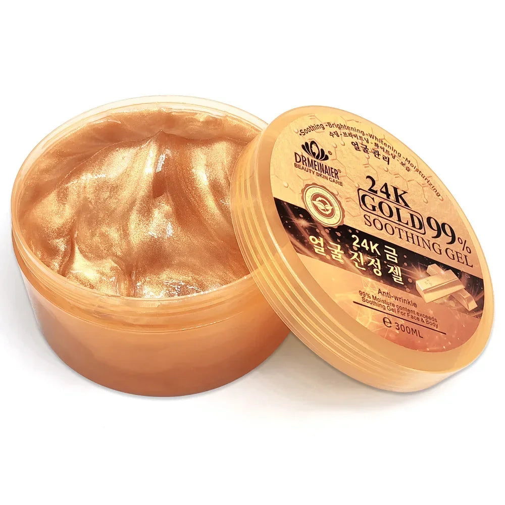 300ml 24K Gold Soothing Facial Gel Moisturizing Wrinkle Free Skin Care Lightening Oil-control Acido Clicolico Exfoliate Cream Oasis Select