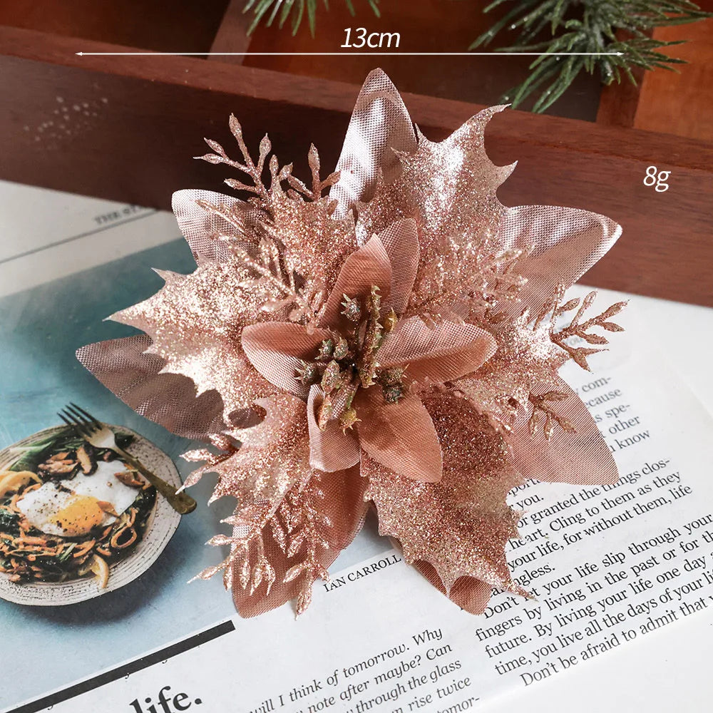 Artificial Allium Flowers (Flocked Fabric, Powdered) - Christmas Decoration Accessories for Tree Trimming & Wreath Decoration Oasis Select Rose Gold 10PCS