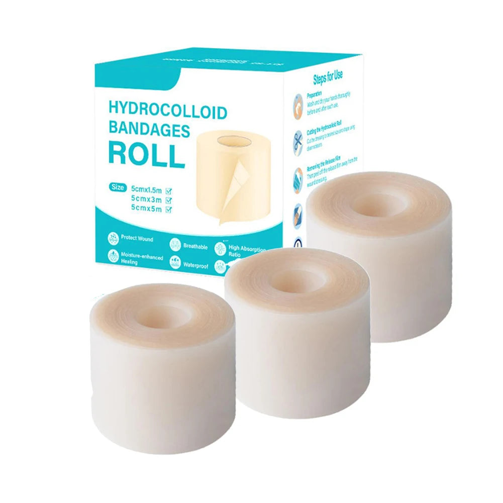 Hydrocolloid Roll Bandage – Waterproof Flexible Wound Care Dressing Hydrocolloid Wound Dressing Oasis Select 3 rolls