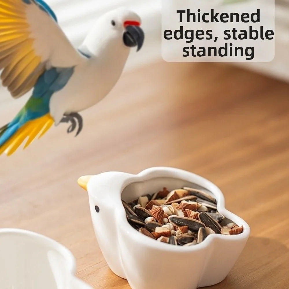 Bird-Shaped Ceramic Hamster Bowl – Anti-Tip Small Pet Feeder