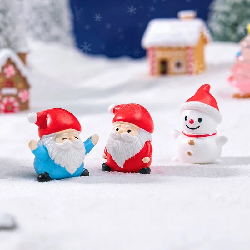 Resin Miniatures Christmas Decorations Snowman Santa Claus Christmas Tree Reindeer Figurines Ornaments New Year Child Gifts Oasis Select