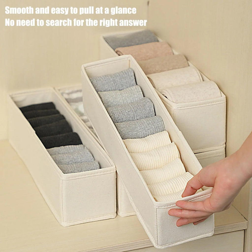 Long Storage Container Bin Space-Saving Foldable Fabric Storage Bins Durable and Stable Sock Underwear Organizer for Drawer Oasis Select