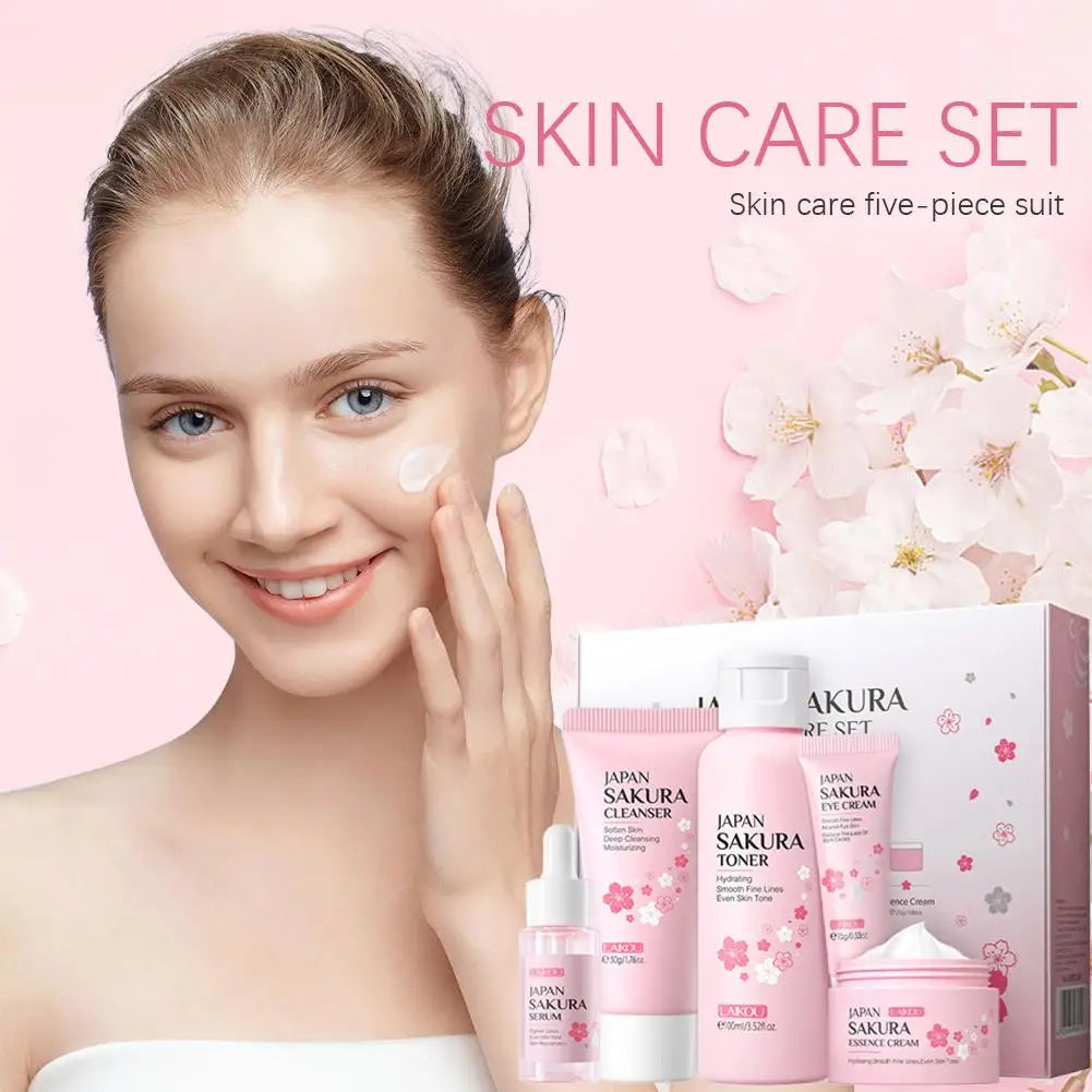 Sakura Essence 5-Piece Skincare Gift Set – Full Face Care Routine Skincare Gift Set Oasis Select