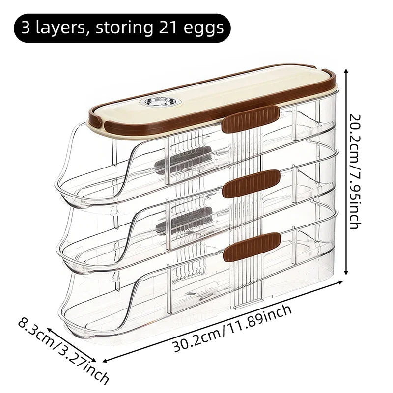 1 Pcs Egg Storage Box Automatic Rolling Refrigerator Egg Rack Storage Hand-held Egg Refrigerator Side Door Storage Rack Oasis Select Single row-3