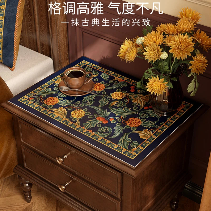 Retro American nightstand leather table mat light luxury waterproof wash free easy care dust tablecloth Oasis Select