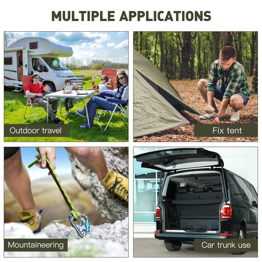 Heavy Duty Bungee Cord Elastic Tie Strap String Carabiner Hooks Kayak Cycling Luggage Packing Ropes Camping Accessories Oasis Select