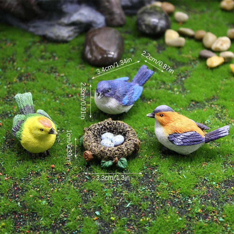 Birdie Figurines Gardening Ornaments 4Pcs/Set Bird's Nest Bird Eggs Landscape Mini Bonsai Simulation Model Dollhouse Decor Oasis Select