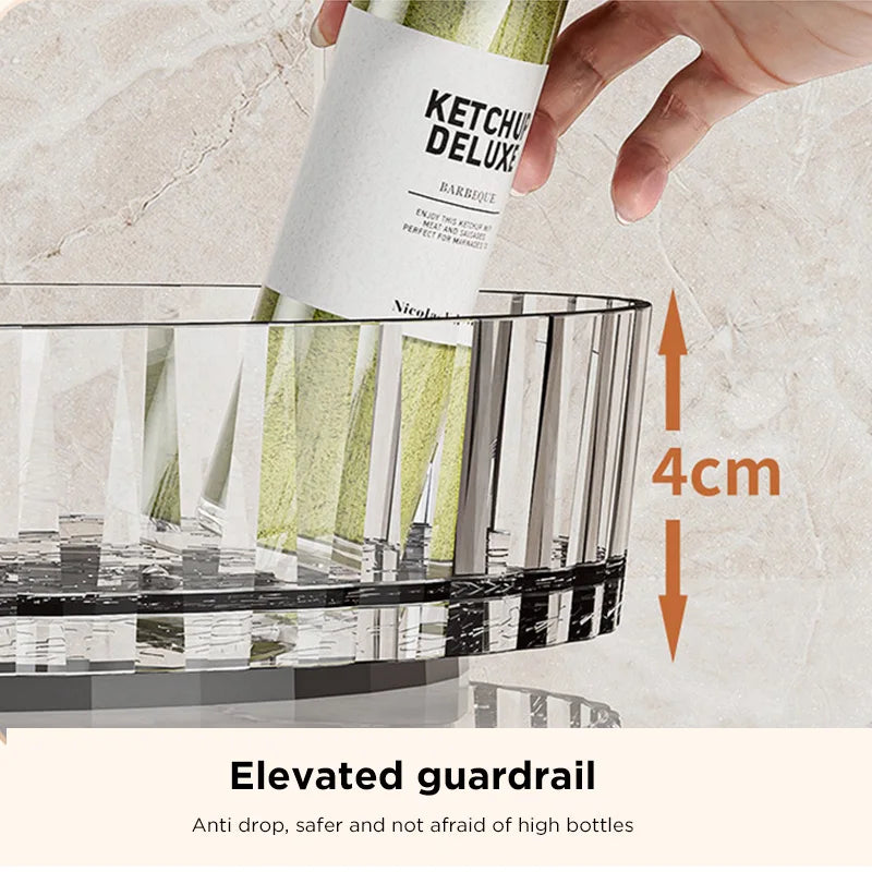 360° Rotating Plastic Storage Rack Bathroom Storage Organizer Kitchen Snack Food Oil Seasoning Bottle Storage Rack Fruit Tray Oasis Select