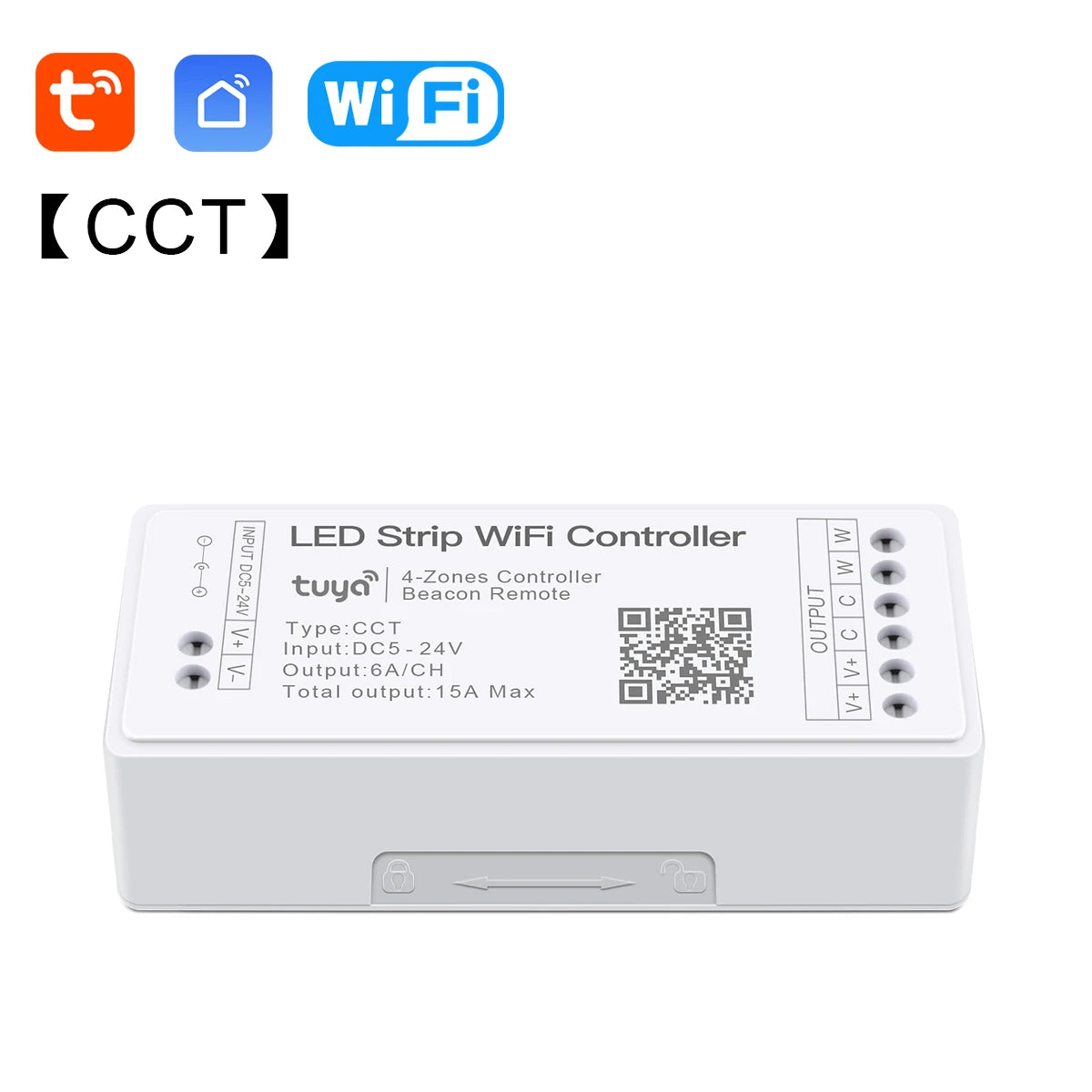 WiFi LED Controller DC12V-24V Tuya Single Color CCT RGB RGBW RGBCCT Tape Light APP & Voice Control Bluetooth for Smart Home Oasis Select CCT Controller