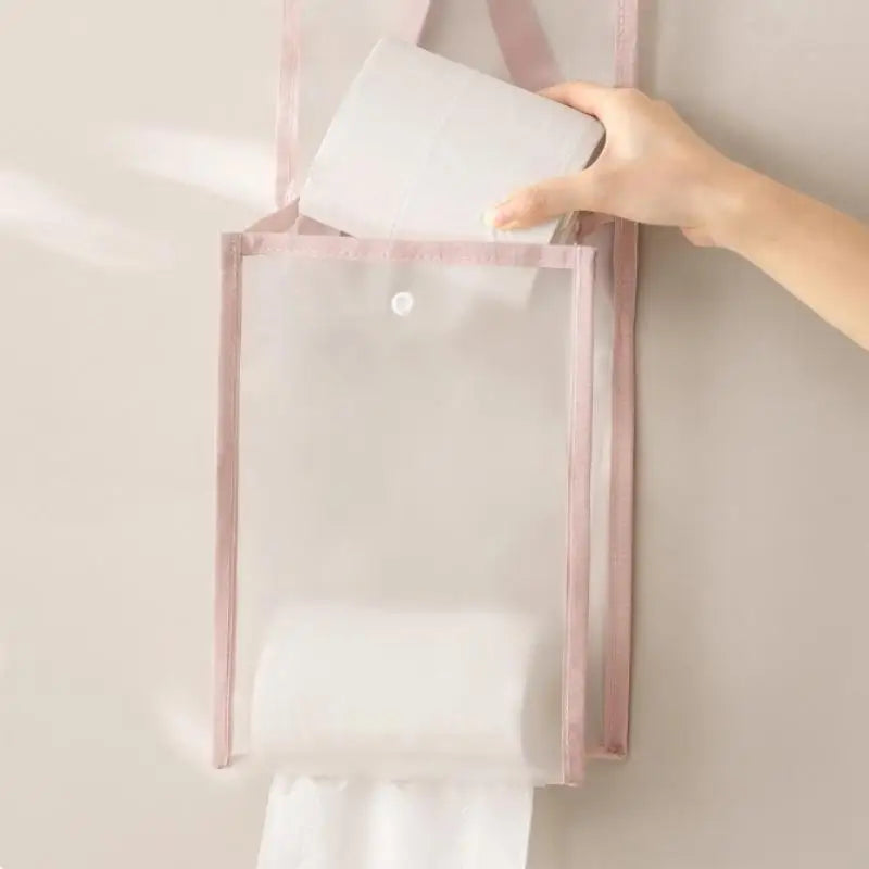 SUSU 1PCS Wall Mounted Tissue Holder Bag Waterproof Hanging Storage Pouch Multi Purpose Organizer for Bathroom Kitchen Oasis Select